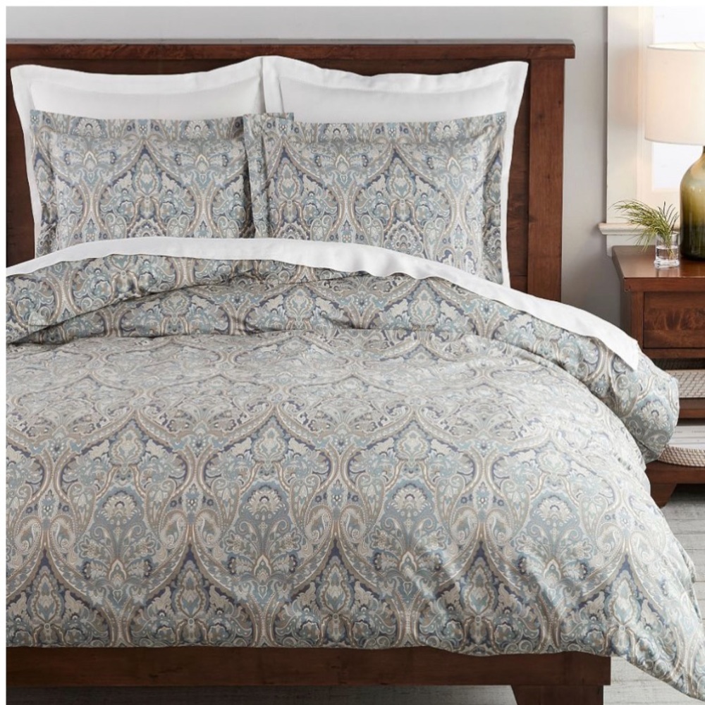 Blue Mackenna Paisley Organic  Duvet Cover, King/CalKing with matching shams